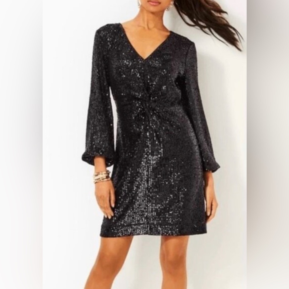 Lilly Pulitzer Black Sequin Long Sleeve Dress
